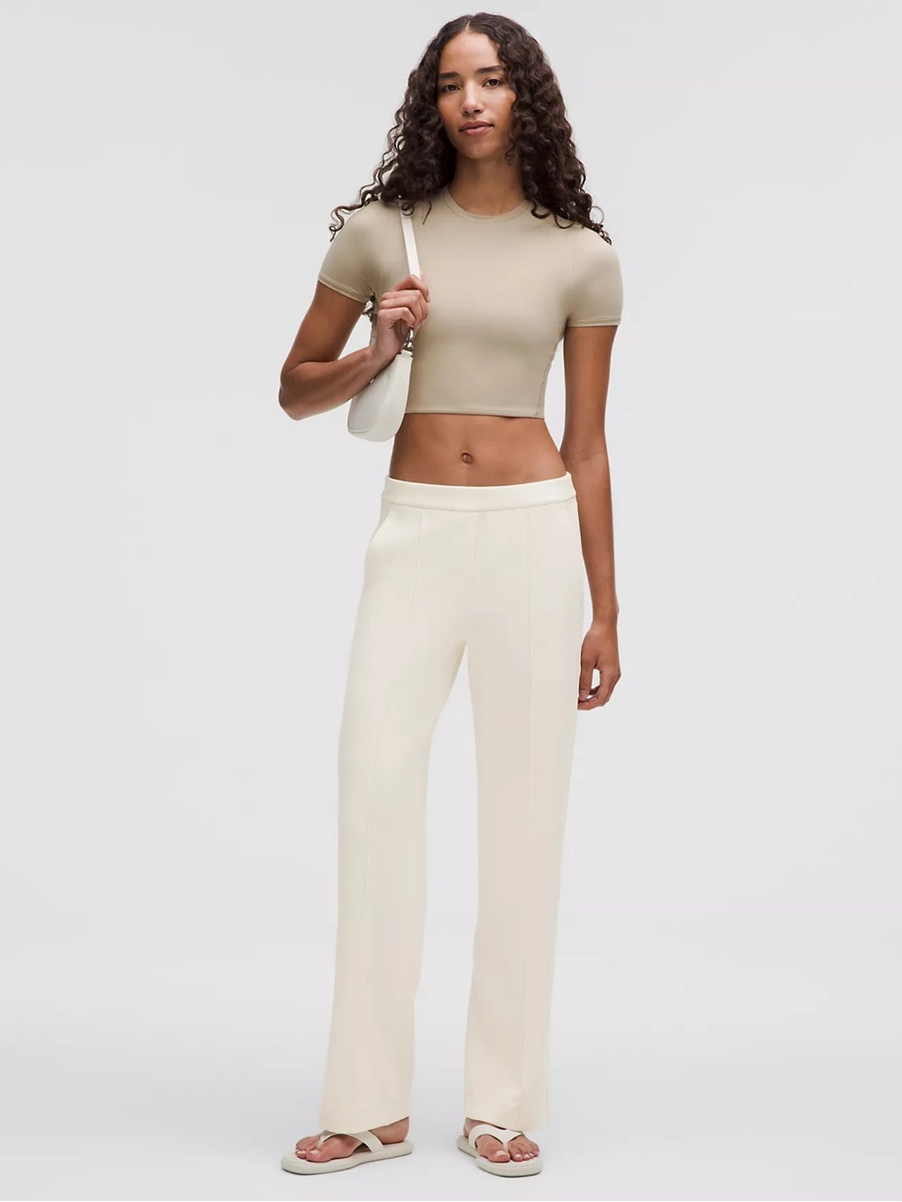 Lululemon Softstreme Pintuck Mid-Rise Pants Light Ivory XS Like New $128